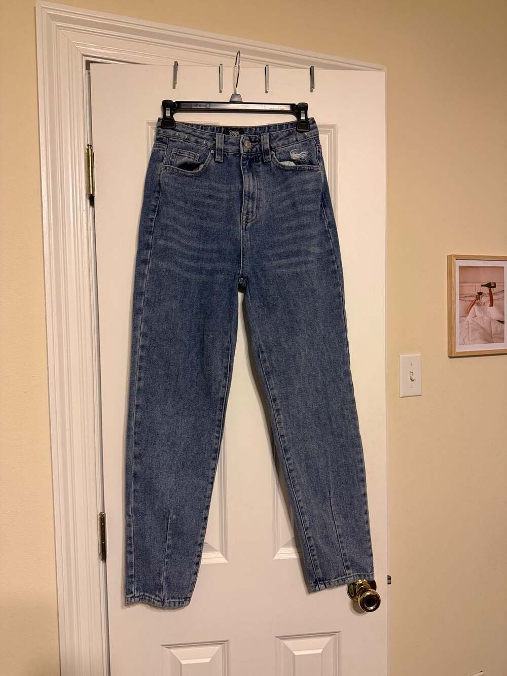 Simple Society Women's High-Rise Distressed Mom Jeans